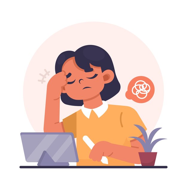 Platte ontwerp overweldigde mensen illustratie