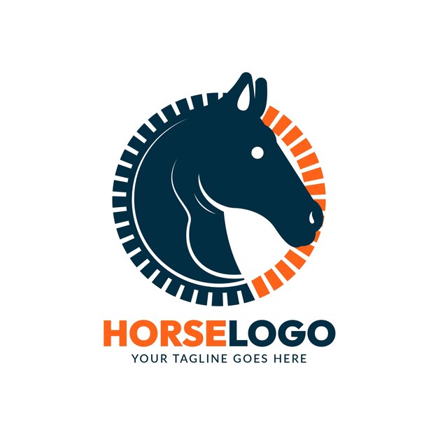 Platte ontwerp paardenpaard logo ontwerp