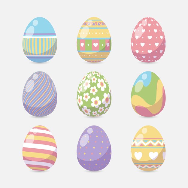 Platte ontwerp Paasdag eieren met lente ontwerp