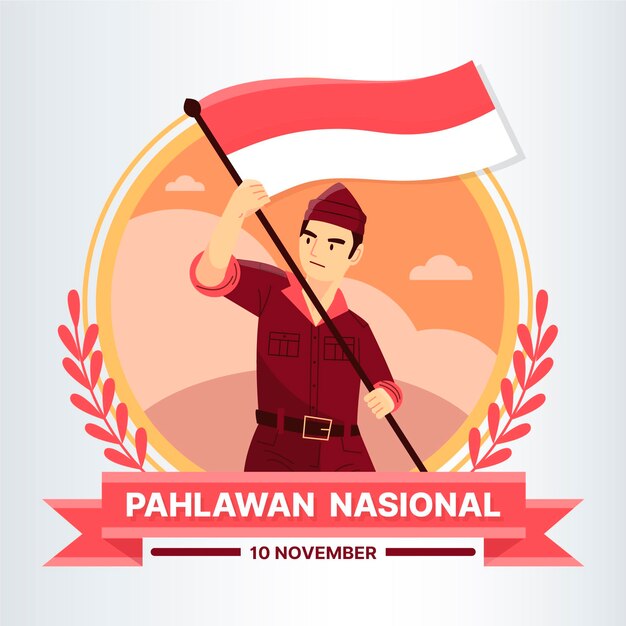 Gratis vector platte ontwerp pahlawan concept