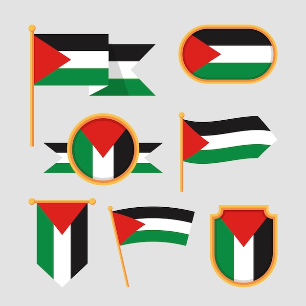 Gratis vector platte ontwerp palestina nationale emblemen