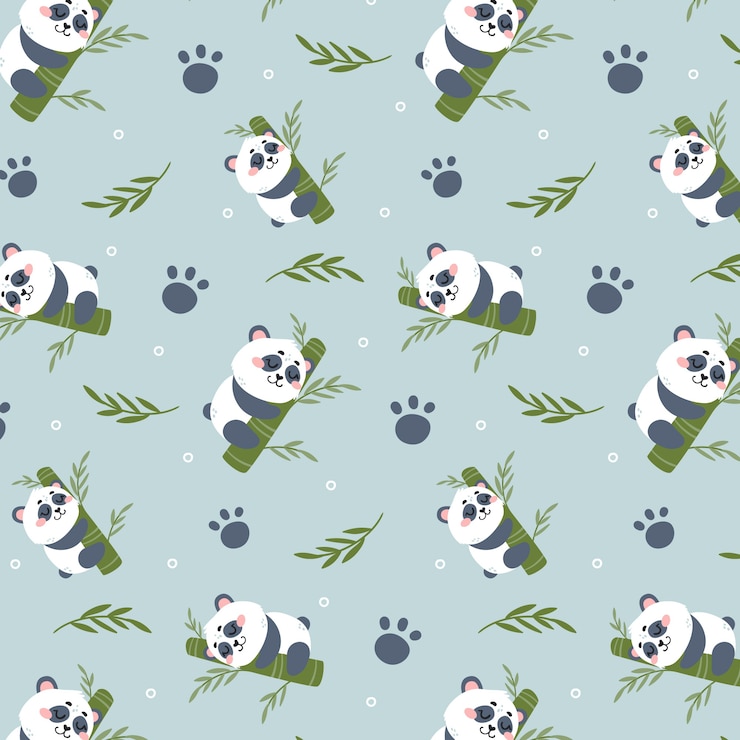 Gratis Vector platte ontwerp panda patroon ontwerp