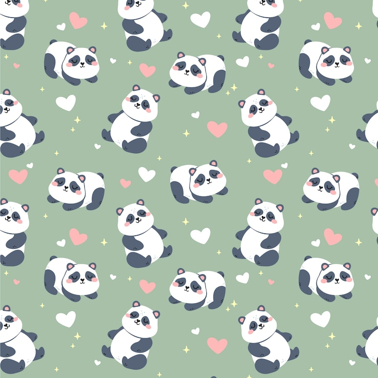 Gratis Vector platte ontwerp panda patroon ontwerp