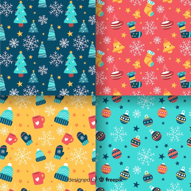 Gratis vector platte ontwerp patroon kerstcollecte