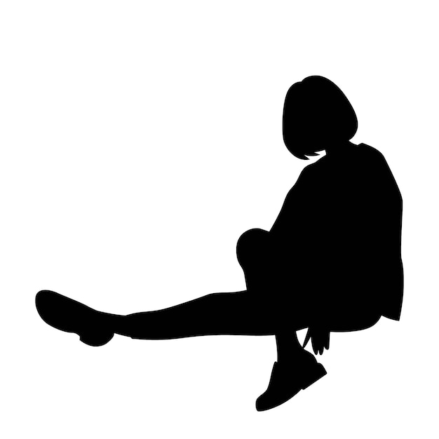 Platte ontwerp persoon zittend silhouet