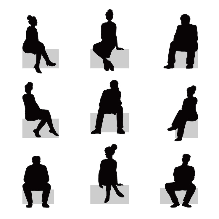 Gratis Vector platte ontwerp persoon zittend silhouet