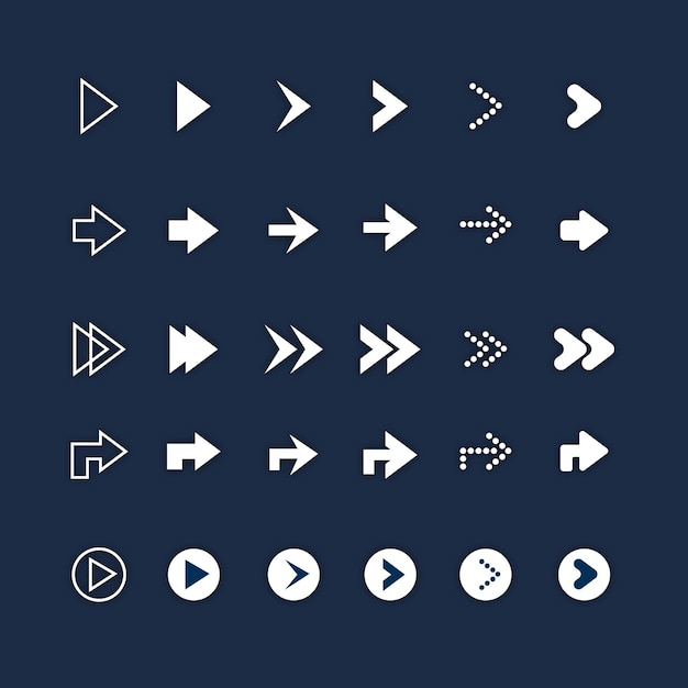 Platte ontwerp pijl-rechts set