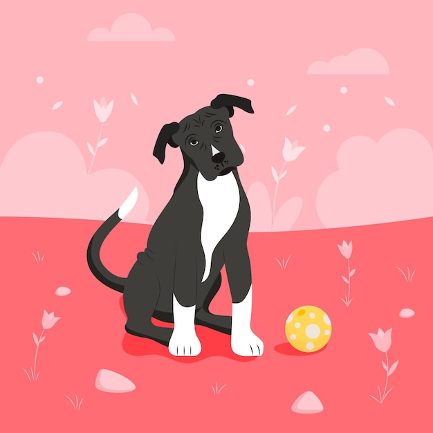 Gratis vector platte ontwerp pitbull illustratie