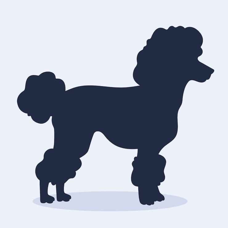 Gratis Vector platte ontwerp poedel silhouet illustratie