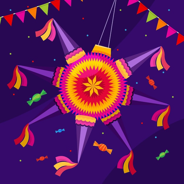 Gratis vector platte ontwerp posada pinata