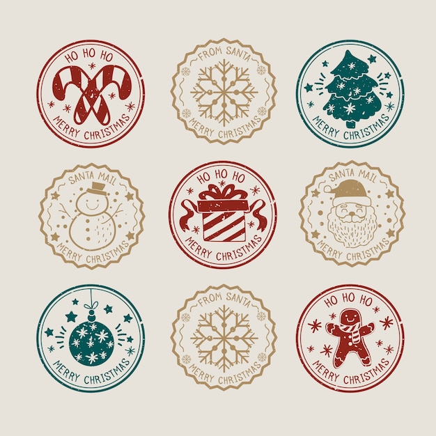 Gratis vector platte ontwerp postzegel kerstcollecte