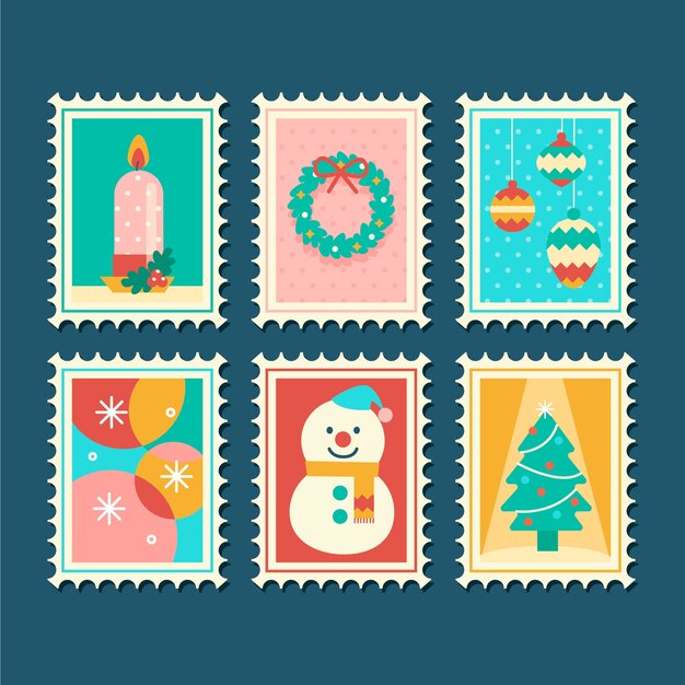 Platte ontwerp postzegel kerstcollecte