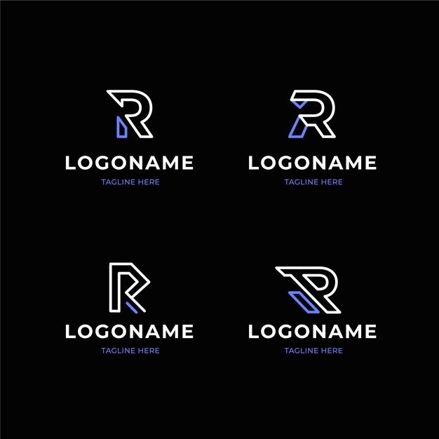 Platte ontwerp r logo collectie