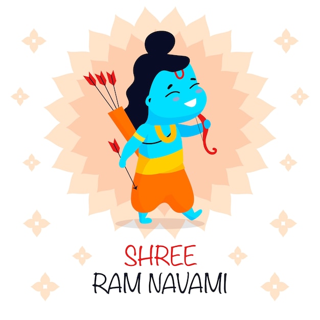 Gratis vector platte ontwerp ram navami concept