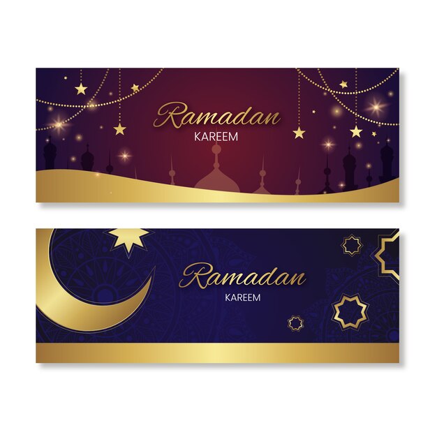 Platte ontwerp ramadan banners