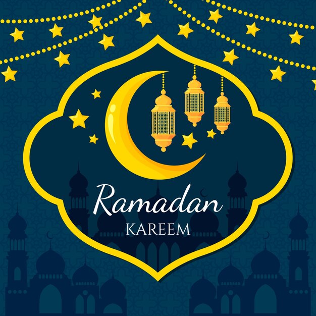 Platte ontwerp ramadan dagviering
