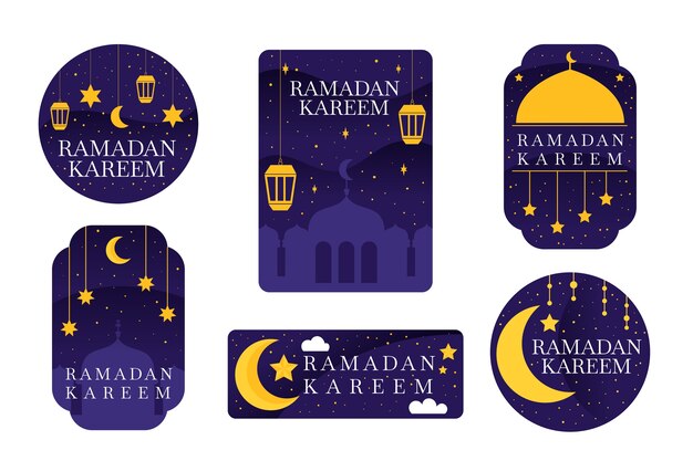 Platte ontwerp ramadan labelcollectie