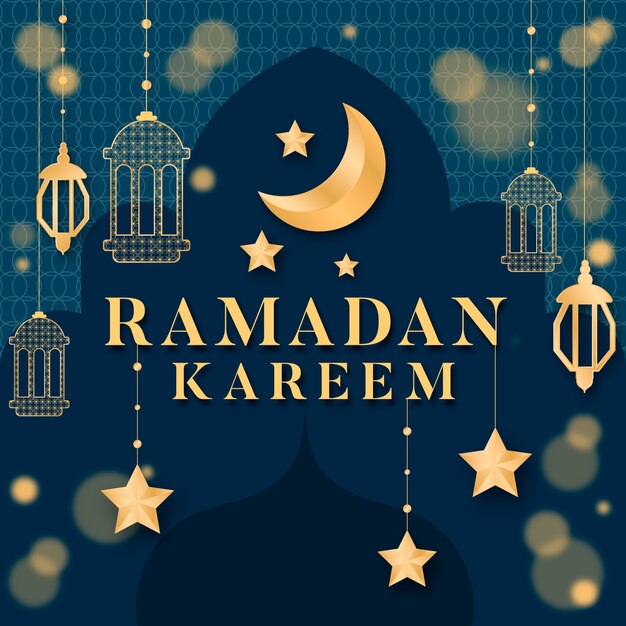 Platte ontwerp ramadan viering concept