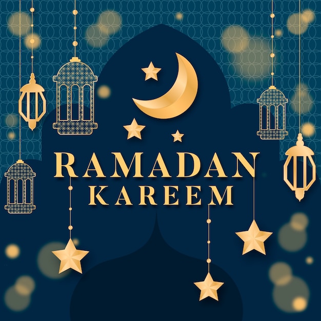 Platte ontwerp ramadan viering concept