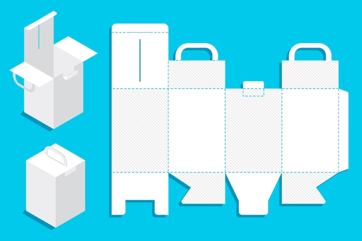 Gratis Vector platte ontwerp rechthoekige doos gestanst sjabloon