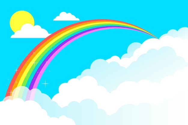 Platte ontwerp regenboog concept