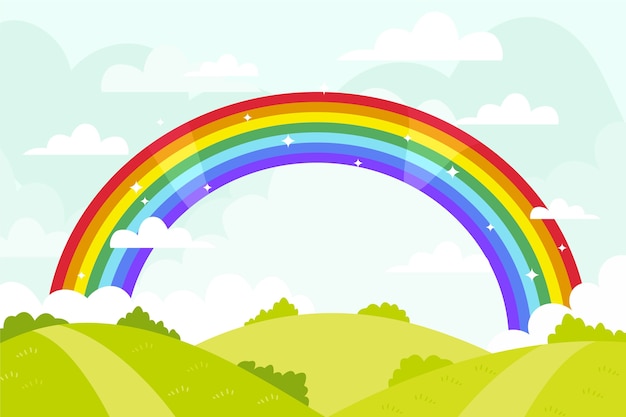 Platte ontwerp regenboog concept