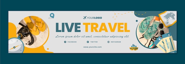 Platte ontwerp reisbureau twitch banner