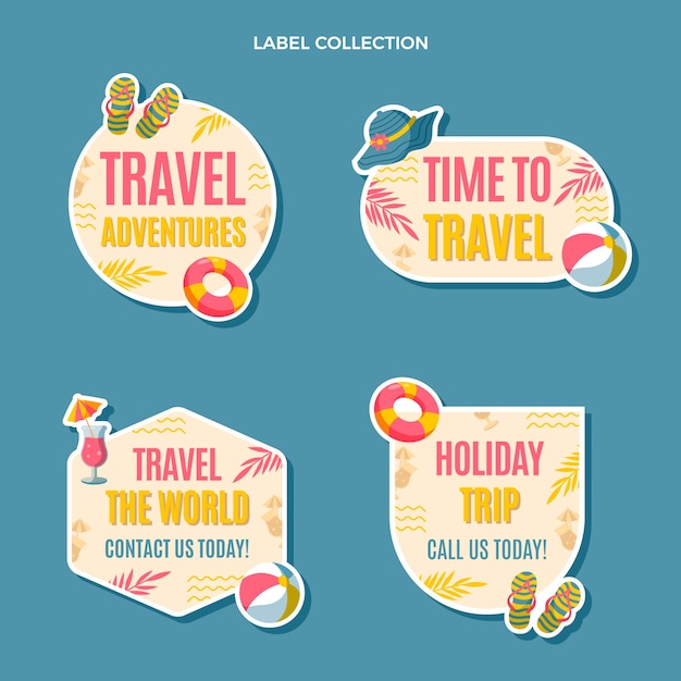 Gratis vector platte ontwerp reislabels en badges