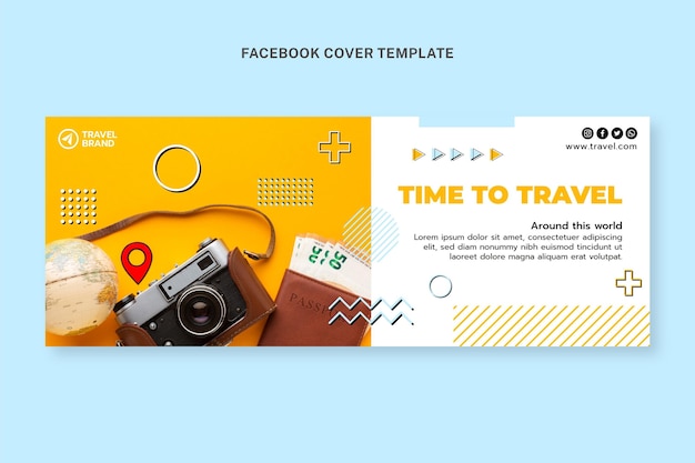 Gratis vector platte ontwerp reizen facebook cover