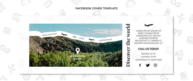 Gratis vector platte ontwerp reizen facebook cover