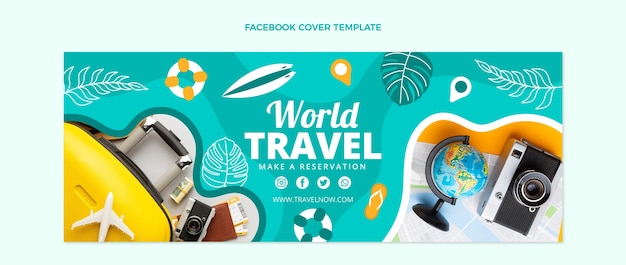 Gratis vector platte ontwerp reizen facebook cover