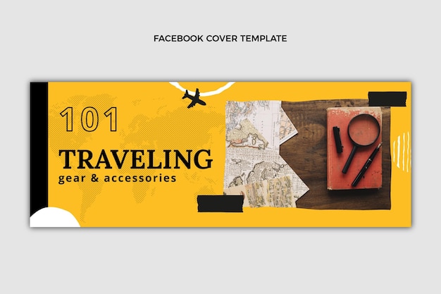 Gratis vector platte ontwerp reizen facebook cover