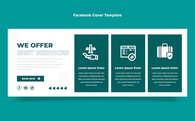 Gratis vector platte ontwerp reizen facebook cover