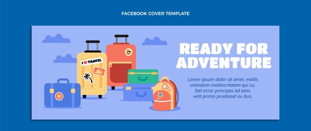 Gratis vector platte ontwerp reizen facebook cover