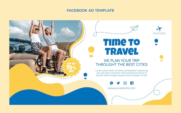 Platte ontwerp reizen facebook promo