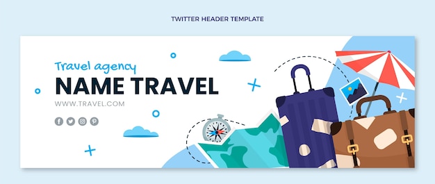 Platte ontwerp reizen twitter header
