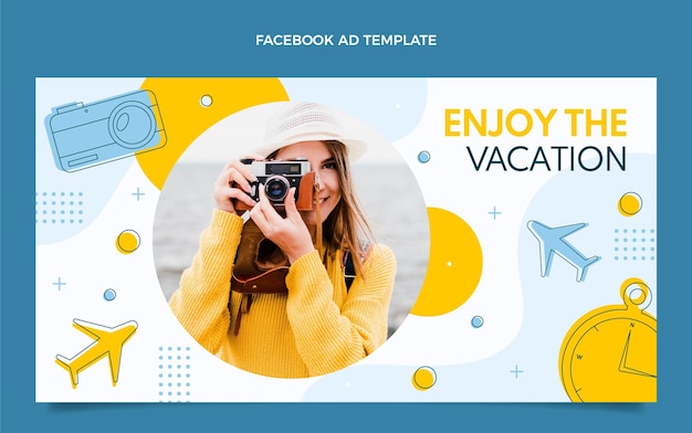 Platte ontwerp reizen vakantie facebook sjabloon
