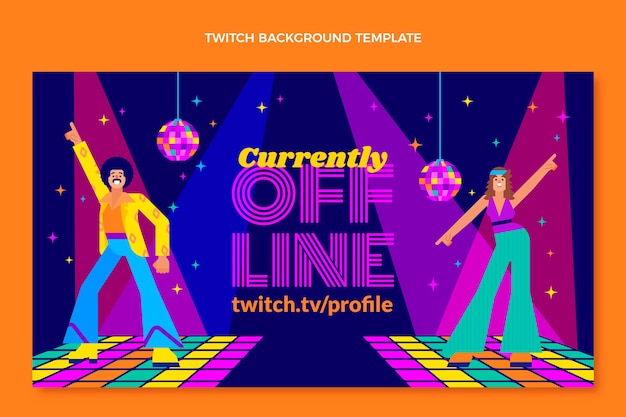 Platte ontwerp retro disco party twitch achtergrond