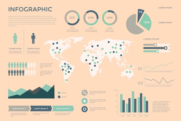 Gratis vector platte ontwerp retro infographic