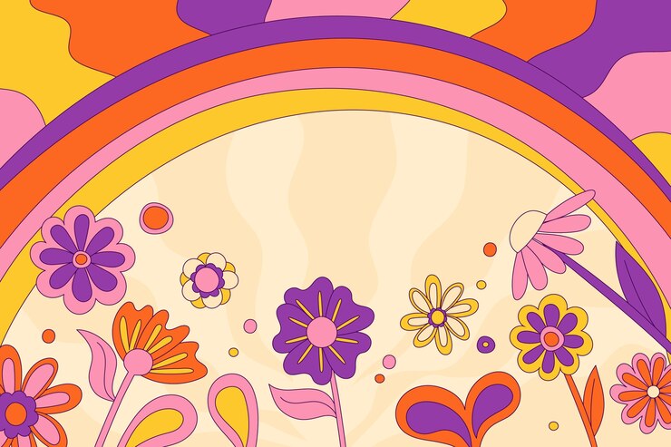 Gratis Vector platte ontwerp retro jaren 60-70 achtergrond