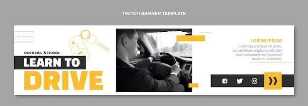 Platte ontwerp rijschool twitch banner