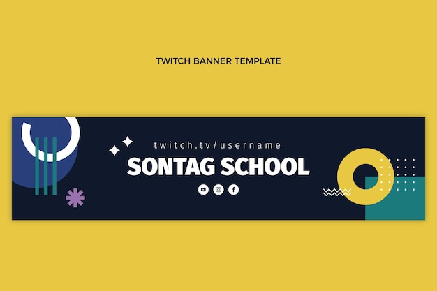 Gratis vector platte ontwerp rijschool twitch banner