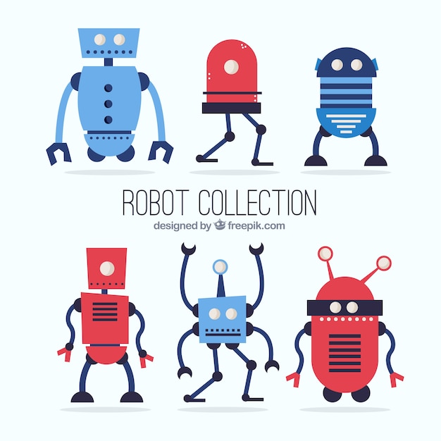 Gratis vector platte ontwerp robot karakter collectie