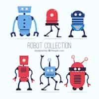 Gratis vector platte ontwerp robot karakter collectie