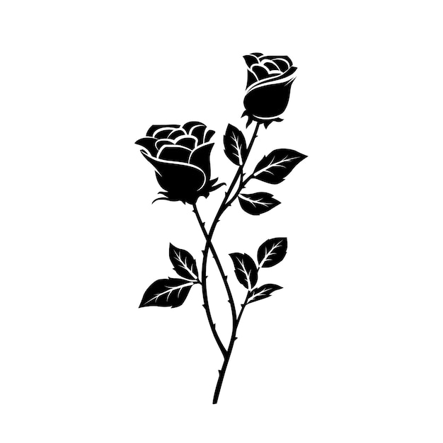 Gratis vector platte ontwerp roos silhouet