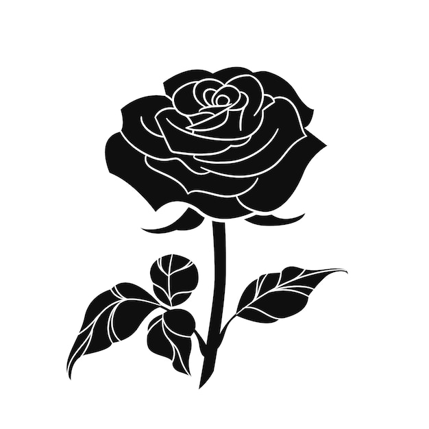 Platte ontwerp roos silhouet