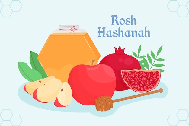 Platte ontwerp rosh hashanah concept