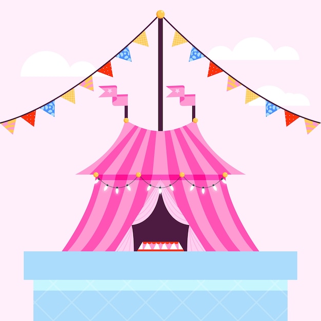 Gratis vector platte ontwerp roze circus illustratie ontwerp