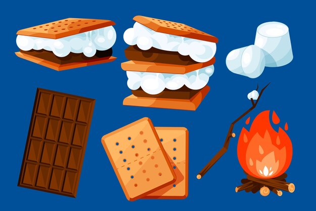 Platte ontwerp s'more illustratie