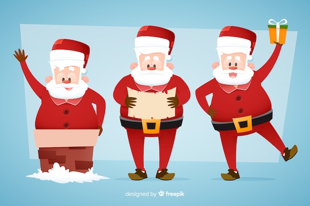 Platte ontwerp santa claus tekensverzameling